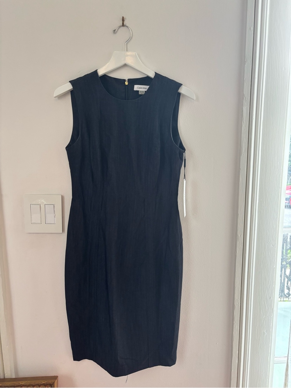 Calvin Klein Classic Sleeveless Black Midi Sheath Dress
